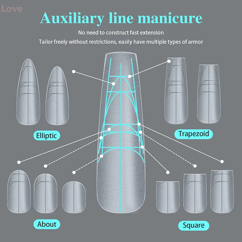 [L&P] 240 قطعة شبه منحرف طويل T ماتي لينة هلام مسمار نصائح Traceless مع خطوط مساعدة متعددة الوظائف غطاء كامل أظافر وهمية للتمديد