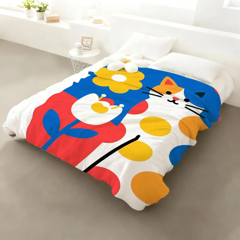 Selimut Lembut Berbulu Motif Kucing Kartun Lucu, Selimut Hangat Ramah Kulit untuk Sofa, Tempat Tidur, Kantor, Tidur Siang, Musim Dingin