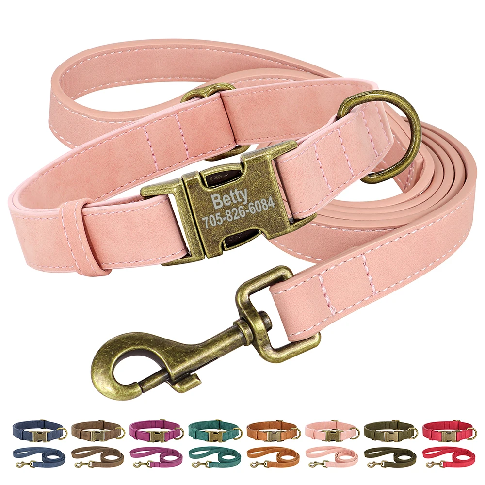 Collare per cani personalizzato guinzaglio per cani collare per cani personalizzato collari per animali domestici in pelle con corda di piombo per