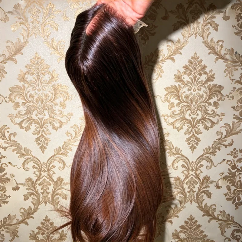 

250% 13x4 Chocolate Brown Brazilian Lace Wig Straight Human Hair Wigs Pre Plucked HD Lace Frontal Wig Straight Lace Front Wig For Women 13x4 Silky Straight Lace Frontal Wig #4 Brazilian Hair Wigs Factory Directly Price