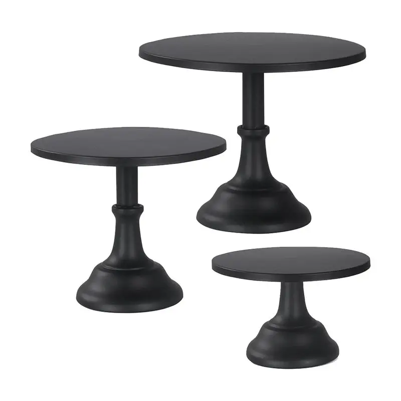 DTEN-3Pcs Cake Stand, Cake Stand , Tall Cake Stands For Dessert Table, Perfect Display For Wedding Graduation Party Black Du