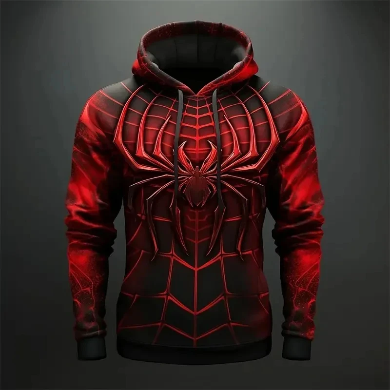 Moletom masculino vintage 3d aranha estampas gráficas casual moletom com capuz primavera roupas de grandes dimensões harajuku pu