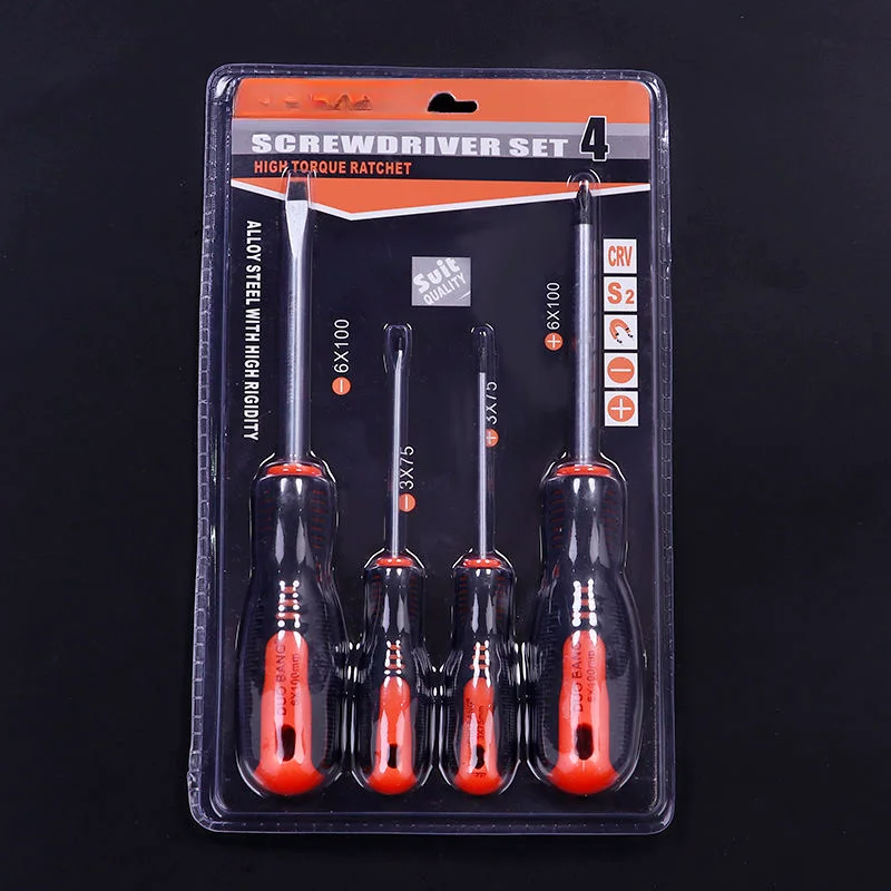 Screwdriver Set 4/6 Pieces Screwdriver Flat Head Plum Blossom Screw Batch Cross One Word Screwdriver with Magnetic Home