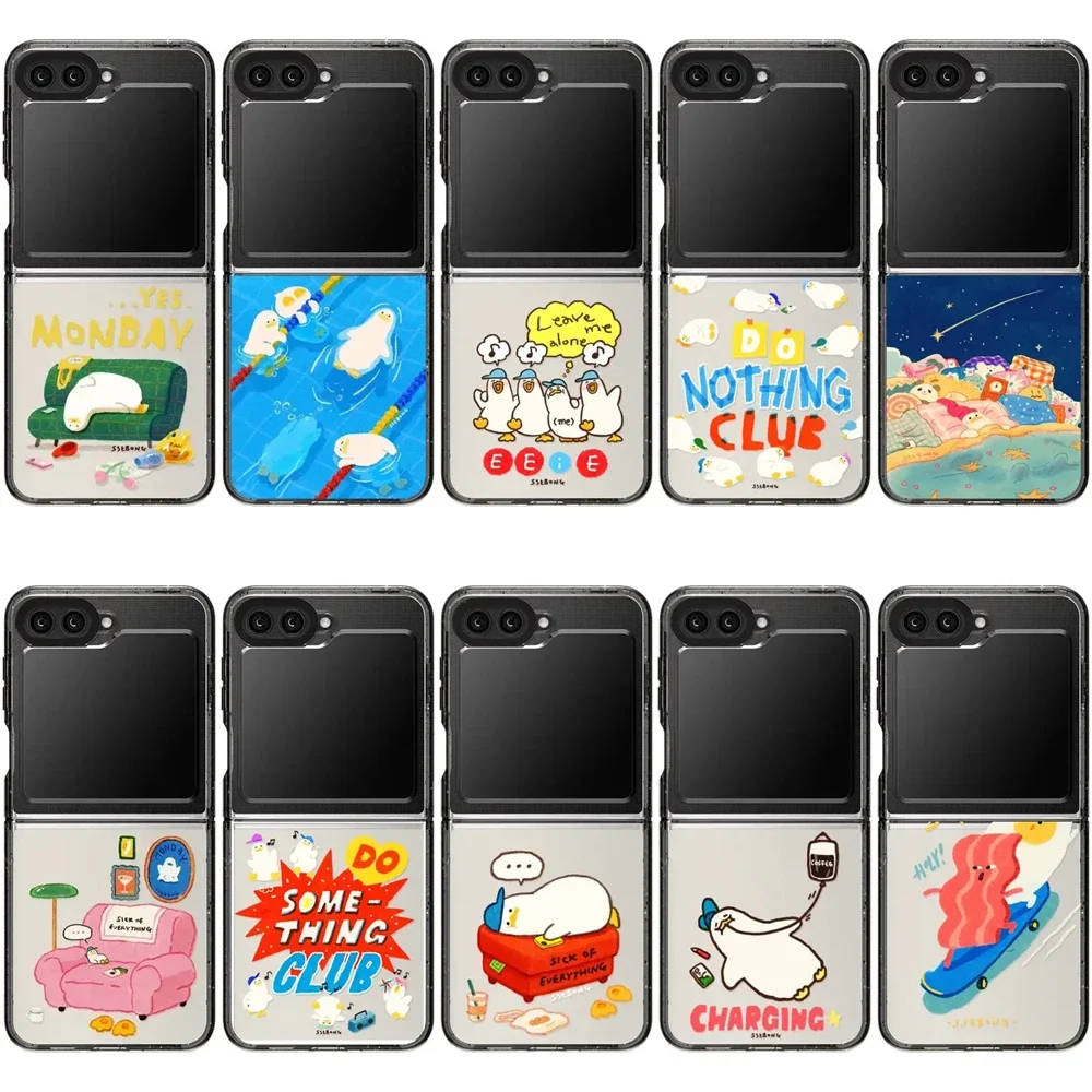 

Cartoon Duck Phone Case for Samsung Galaxy Z Flip 6 5 4 3 Back Cover for ZFlip4 ZFlip5 ZFlip6 Hard Case Shell