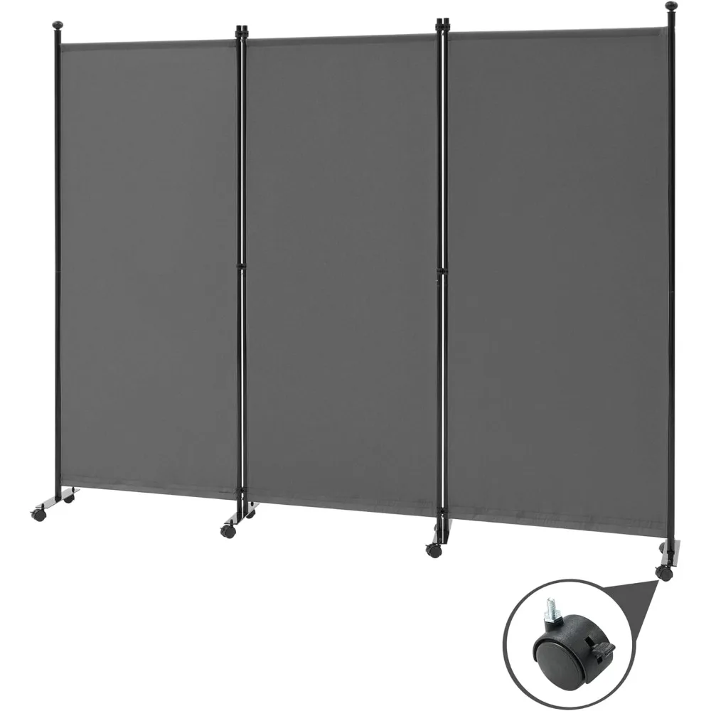 

3 Panel Rolling Room Partition, Folding Partition Privacy Screen, Separate Fabric Room Panel, Portable Folding Wall