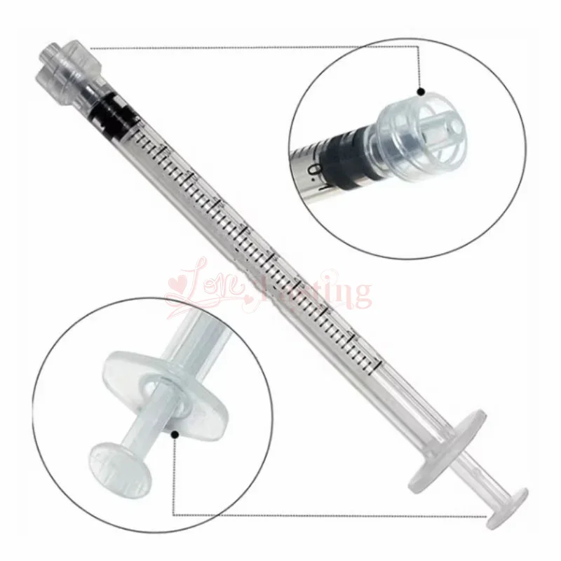 5pcs/lot Luer Lock Syringes 1ml syringe  Fine Micro Cannula Blunt Needle Tips 25G/27G/30G needle tip Tattoo Syringe