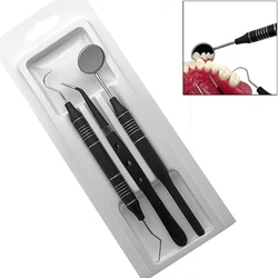 3Pcs/set Dental Mirror kit Mouth Mirror Probe Hook Pick Tweezer Stainless Steel Dental Instruments Dentist Teeth cleaning