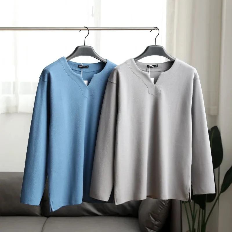 

Men Sweatshirt Fashion Casual Solid Long Sleeve Sweater Ropa Hombre Autumn Winter Sudaderas Pullover V Neck Knitwear Tops