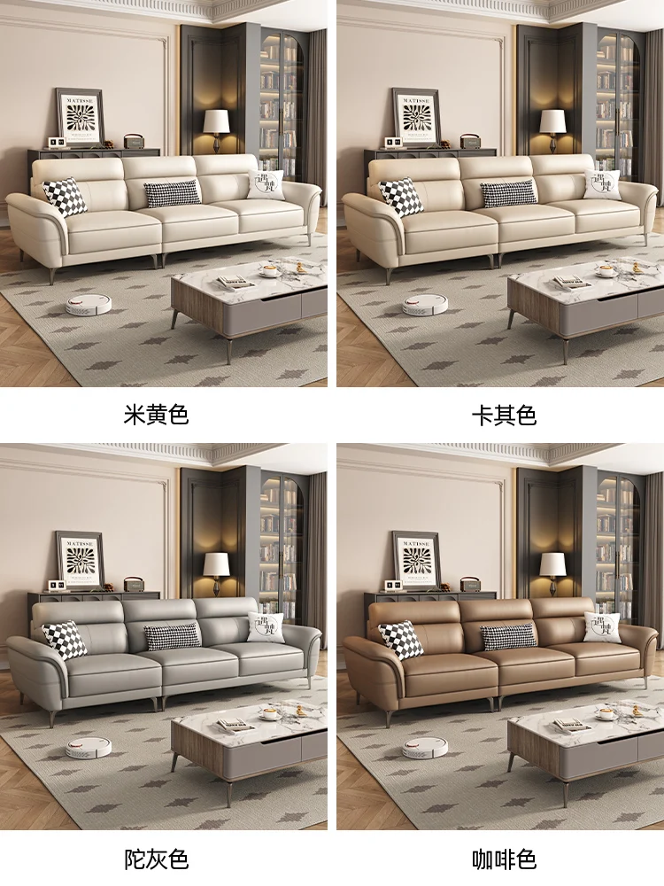 Italian minimalist technology cloth sofa small apartment living room household, cream wind straight row solid wood