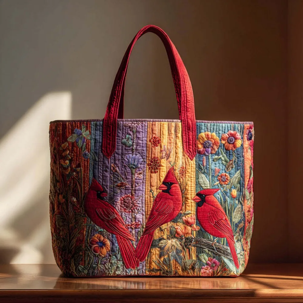 

New Cat Pattern Quilted Tote Bag Large Capacity Floral Print Shoulder Tote Bag 3D Durable Shoulder Bag