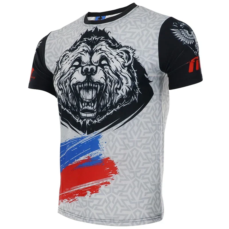 ARFIGHTKING-Grey Bear MMA Shorts And T-shirt  Gym Set, Bjj Boxing Trunks Men, Rashguard, Muay Thai Fighting Jerseys