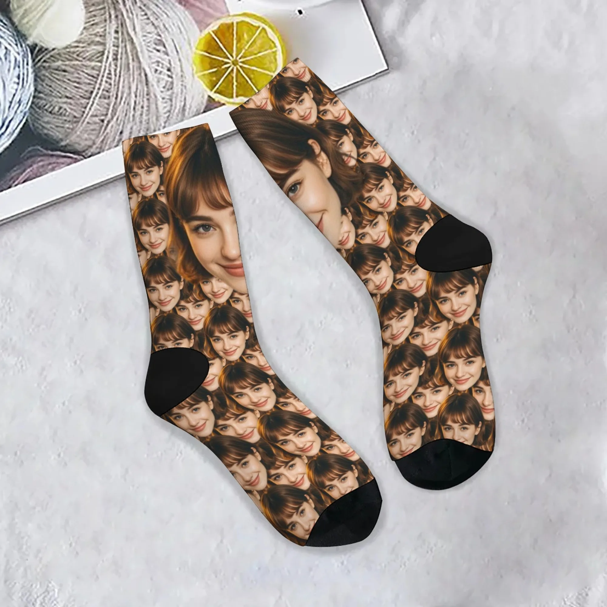 Calcetines personalizados con cara personalizada para hombre, calcetines divertidos y creativos con foto personalizada, calcetines novedosos, regalo de fiesta de cumpleaños para pareja de Navidad