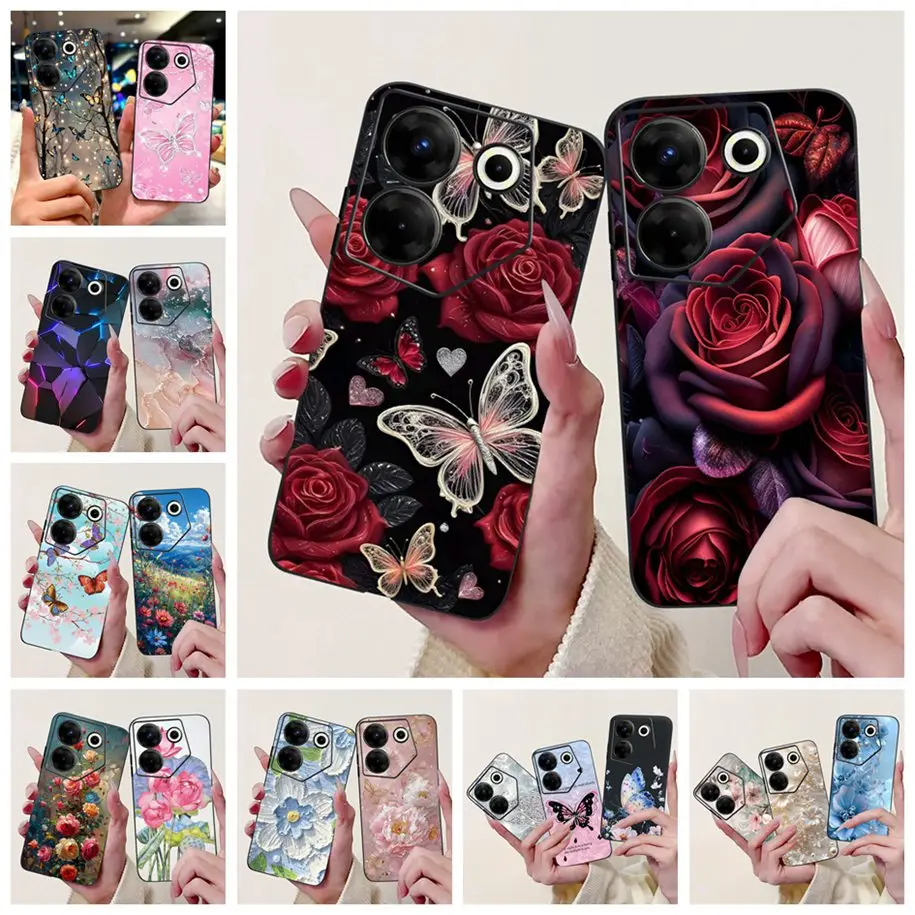 

For Tecno Camon 20 Case CK6 CK6n Cover Popular Flower Soft Silicone Phone Cases For Tecno Camon 20 Pro Camon20 Premier CK8n Capa