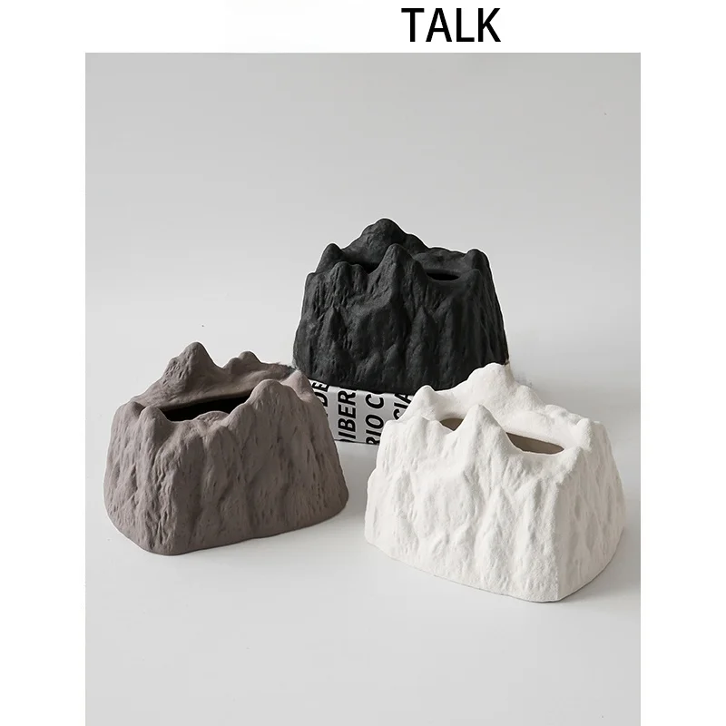 Home Use Ceramic Tissue Box Living Room Creative Desktop Storage Decorative Piece Modern Style Drawstring Tissue Box