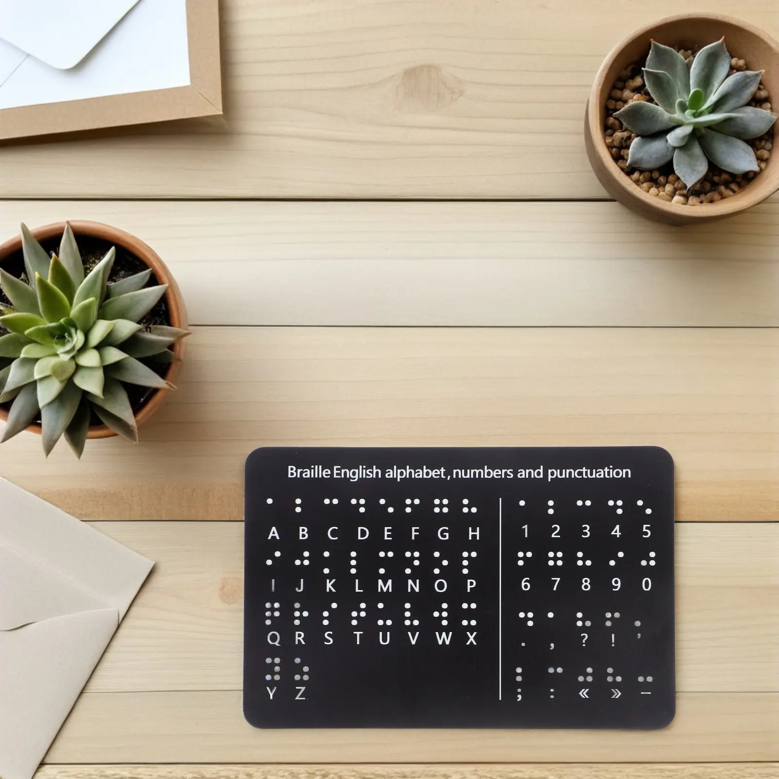 

Braille Alphabet Board Black with Raised Dots for Numbers Punctuation Letters Learning Tool for Beginners Blind
