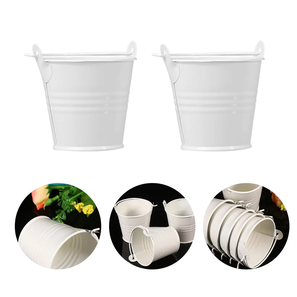 

12 Pcs Small Iron Bucket Gardening with Handle Multi-function Mini Flowerpot Simple Balcony Creative Vintage