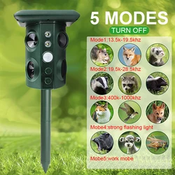 Solar Ultrasonic Repeller 2024 Animal Deterrent Devices Outdoor with Motion Sensor & Flashing Light Repelling Squirrels,Raccoon