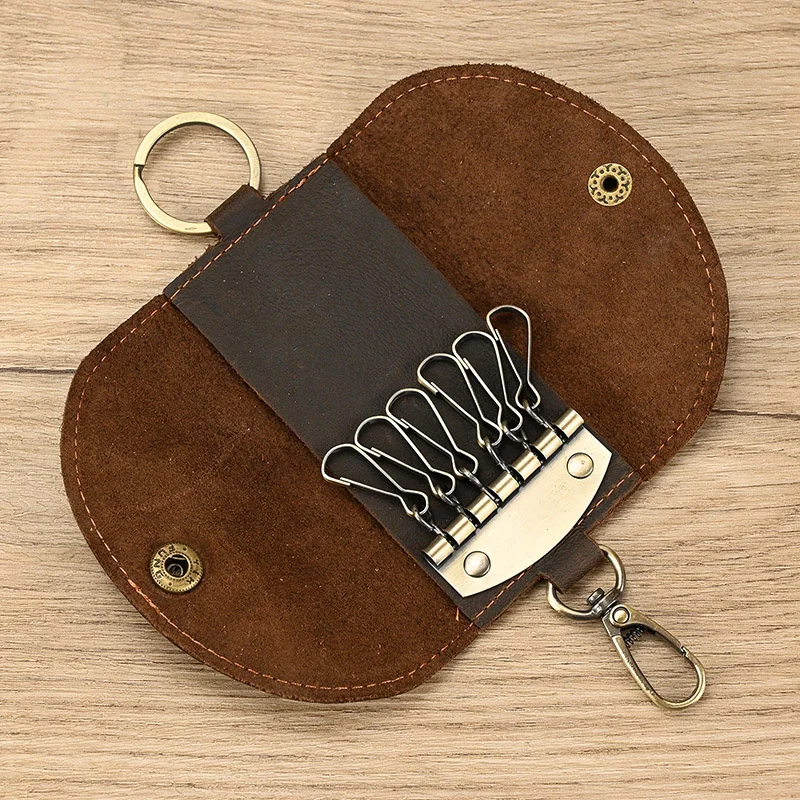 Cartera de cuero para llaves de coche, funda de almacenamiento de Color sólido, Simple, Unisex