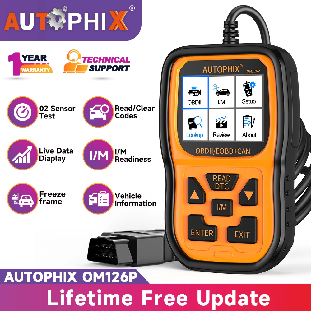 

AUTOPHIX OM126P OBD2 Автомобильный сканер считыватель кодов проверка света двигателя все OBDII EOBD JOBD автомобильные диагностические инструменты сканирования несправностей