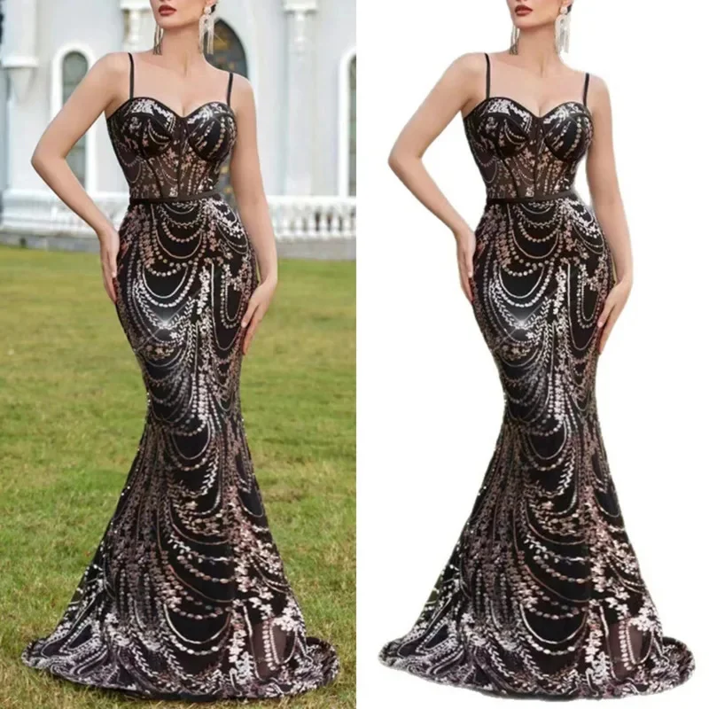 

Evening Dresses Light Luxury Summer Europe And America High-End Beaded Diamond Slim Fit Sexy Bodycon Dresses Mini Dresses New