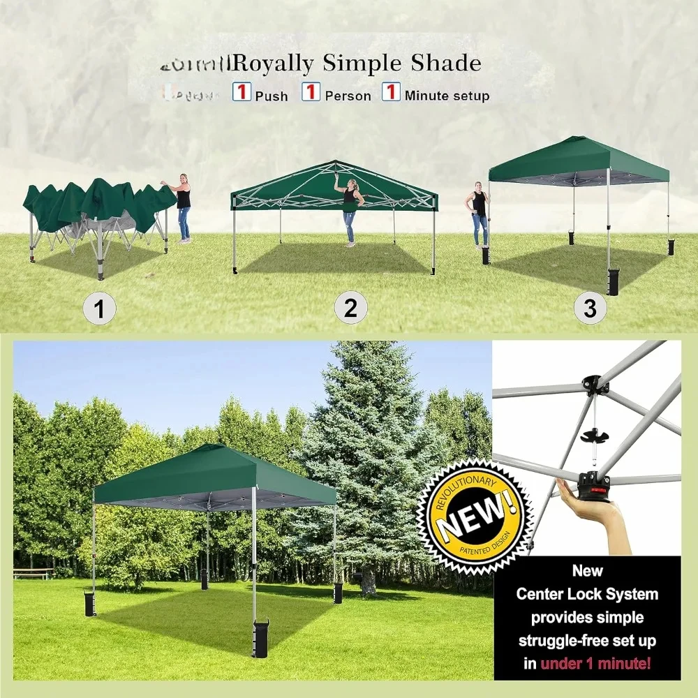 Tourist Tent 8 Stakes Camping Accessories Outdoor Waterproof Awning 10x10 Pop Up Canopy Outdoor Shade Mesh 4 Ropes Forest Green