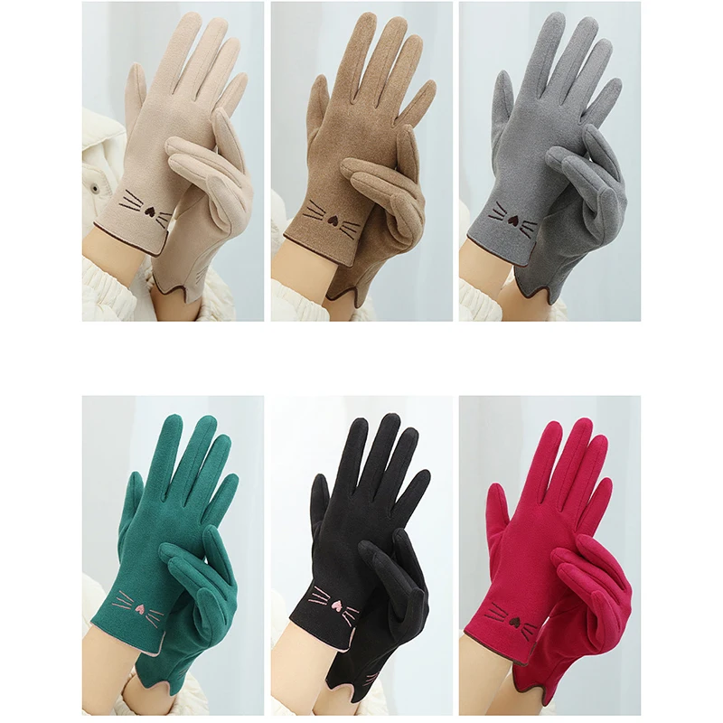 New Fashion Gloves for Women Winter Elegant Velvet Warm Touch Screen Windproof Riding Skiing Cute Student Cycling Glove G304