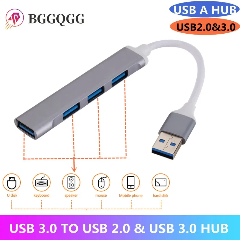 

BGGQGG USB HUB USB 3.0 4 Ports HUB Multi Splitter Adapter OTG For Xiaomi Lenovo Macbook Pro Air PC Computer Notebook Accessories