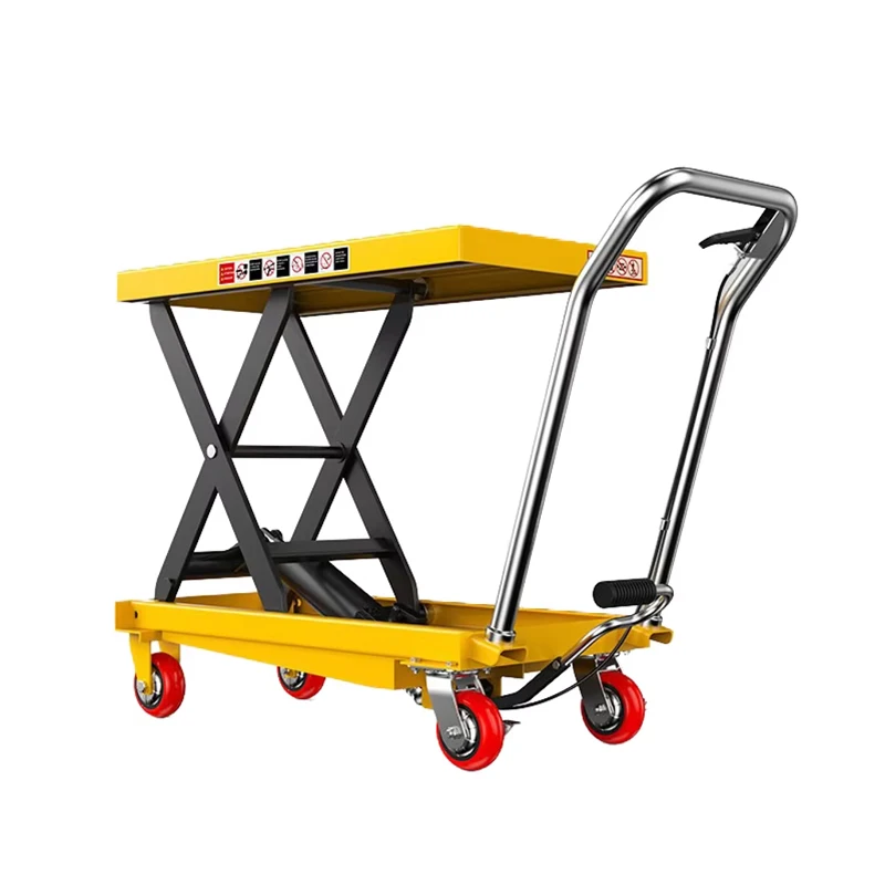 建設現場倉庫輸送用シザーリフト油圧リフティングプラットフォームリフティングハンドトラックハンドトロリーカート
