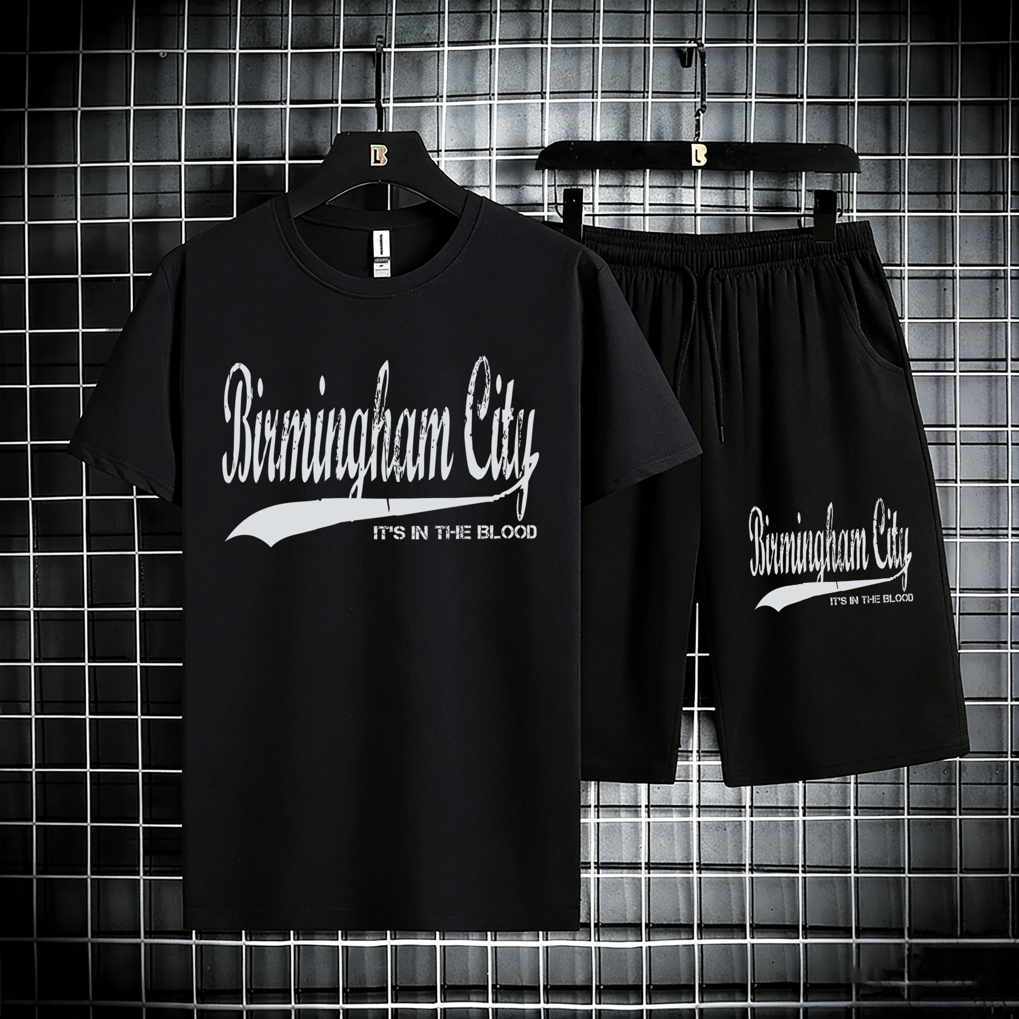 

Birmingham City Letter Printing Man Cotton Summer Basic T Shirt Short Sleeve Simple Breathable Top Jogging Comfortable Sportpant