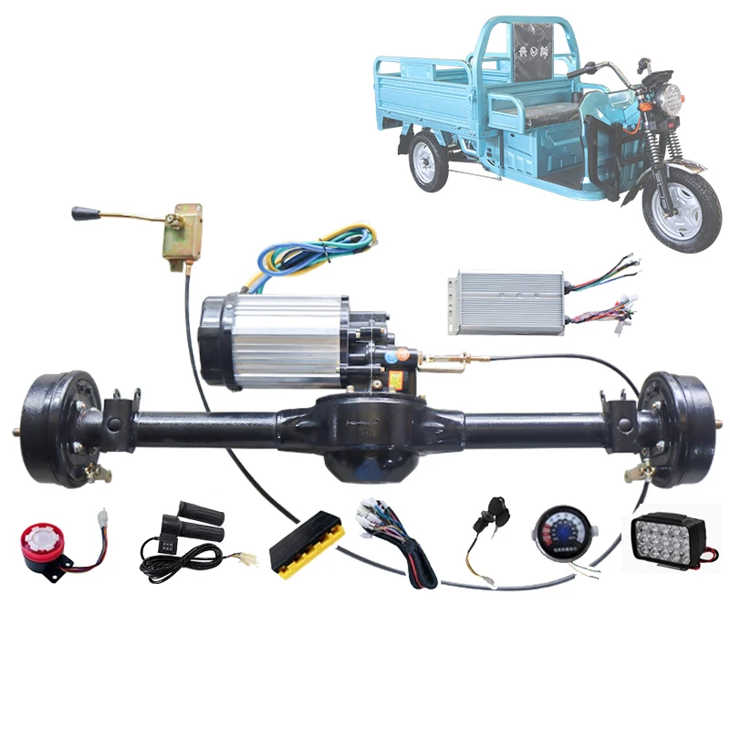 80cm 2000W DC 48V 60V Brushless 1:13:33 Differential Motor for Electric Tricycle Drum Brake Rear Axle Controller Assembly