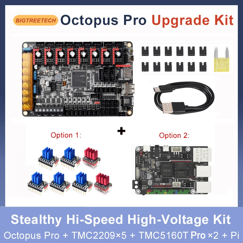 

BIGTREETECH Octopus Pro V1.0 Control Board with TMC2209 TMC5160 T Pro BTT PI Stealthy Hi-Speed 3D Printing for Ender 3 VORON 2.4