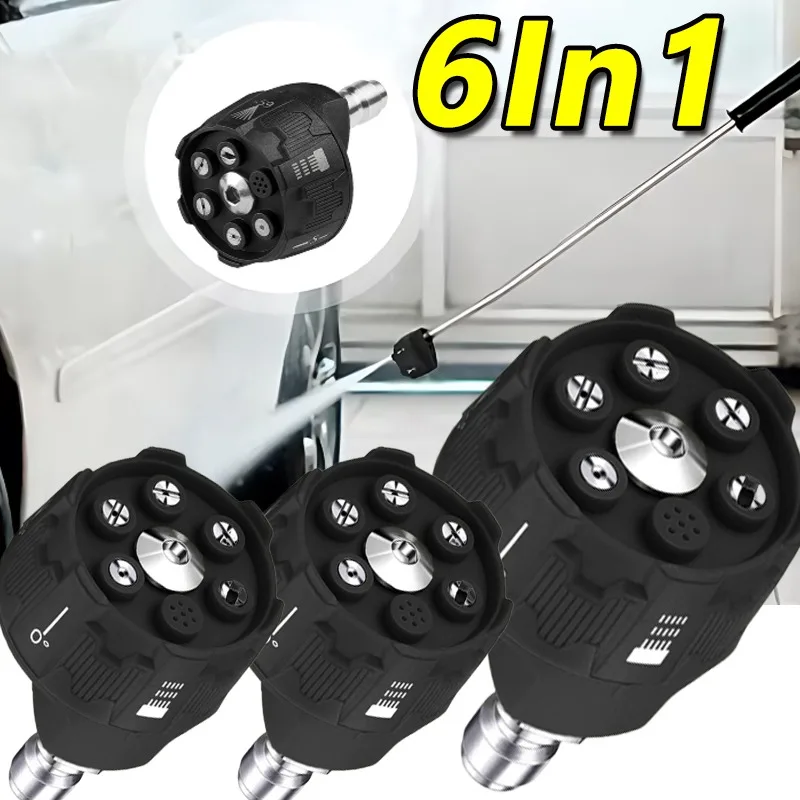 

1 шт. универсальная черно-зеленая многофункциональная вращающаяся насадка для автомойки 6 в 1, пистолет высокого очистителя, очиститель давления воды