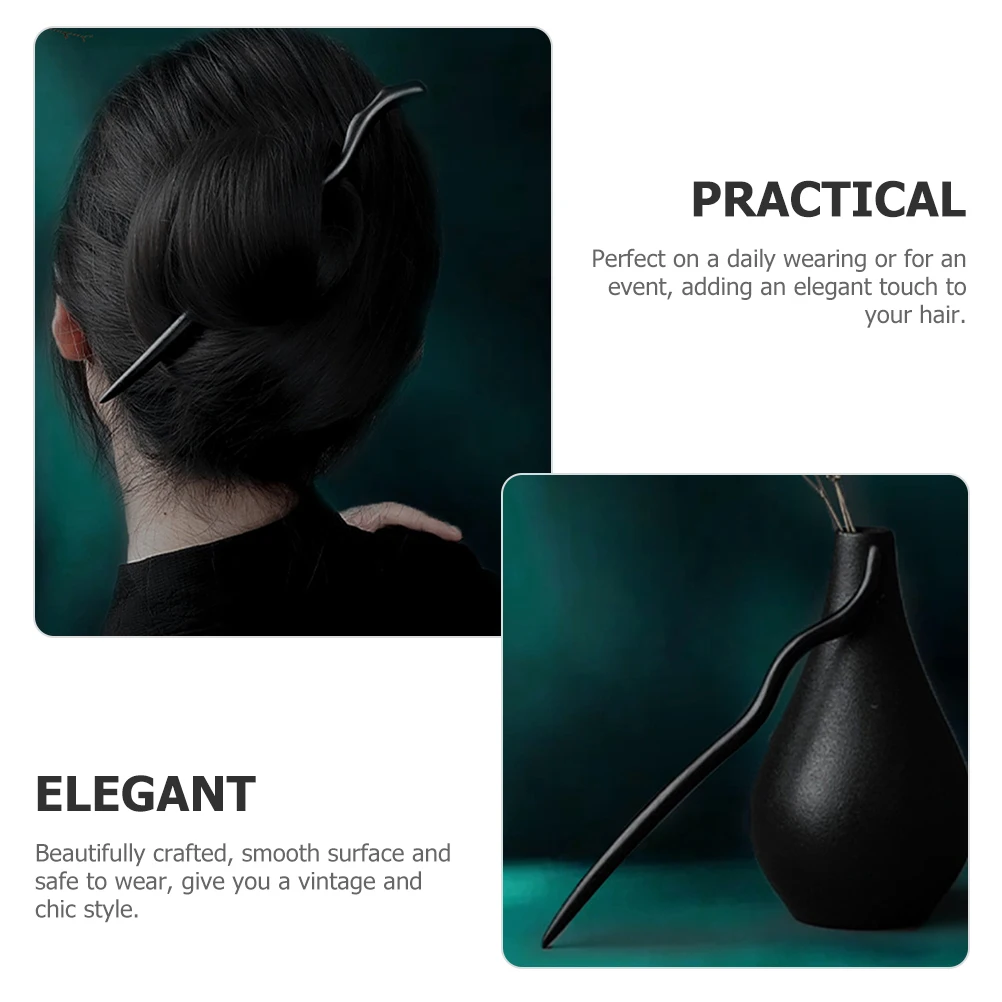 

Vintage Wooden Stick For Women Chignon Bun Pin Updo Fork Hanfu Headdress Styling Accessories Wood Pins Long Hair Bun Tools