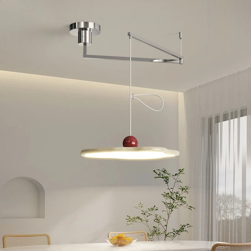 

Restaurant chandelier French modern simple flying saucer rocker arm table light cream wind