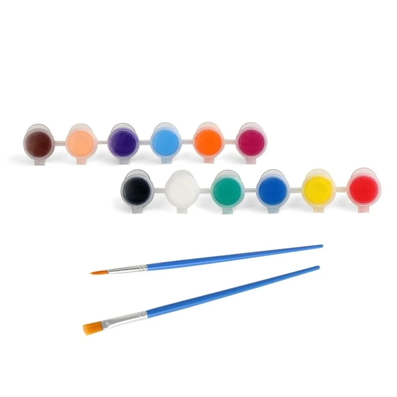 12Color Acrylic Paint Set 6Grid Graffiti Paint With Drawing Pen DIY Paint Gypsum Doll Acrylic Paint Student Drawing Stationery
