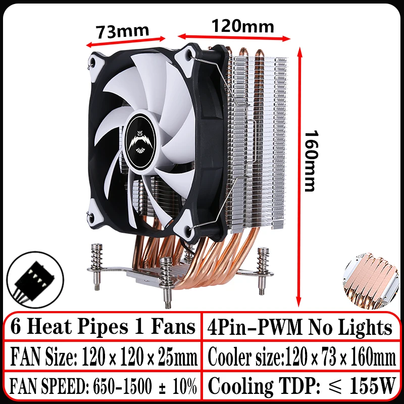 6Heat-pipes 1Fan4pin