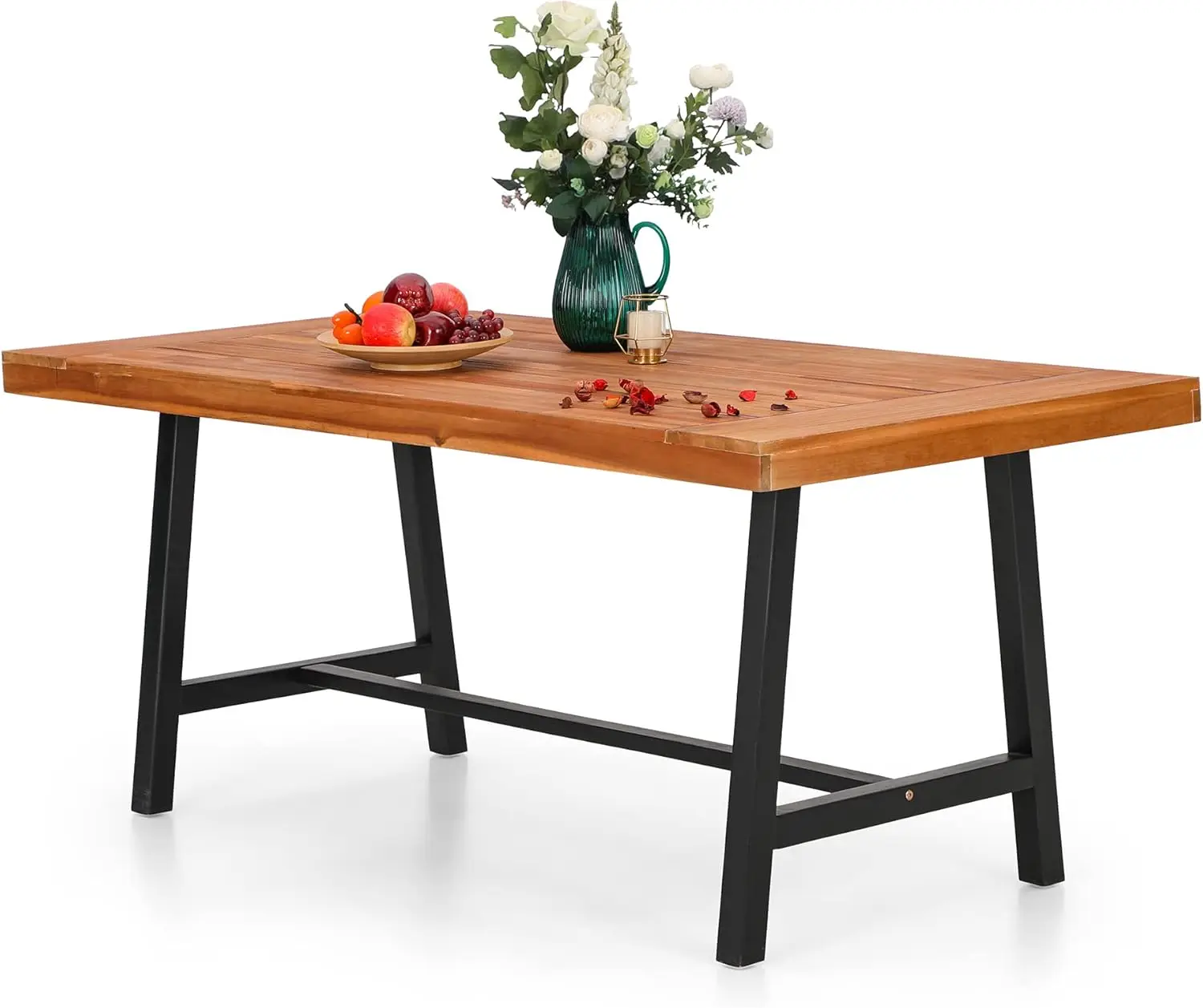 Mesa de madera de Acacia para exteriores, mesa de Picnic para Patio, mesa de comedor de granja para 6 personas, 68"