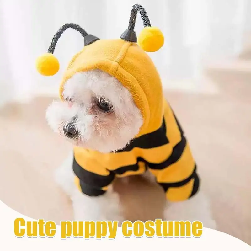 Halloween Bee Hoodie Pet Bee Costume Pet Cosplay Costume Hoodie for Small Medium Pet Dog Holiday Decoration