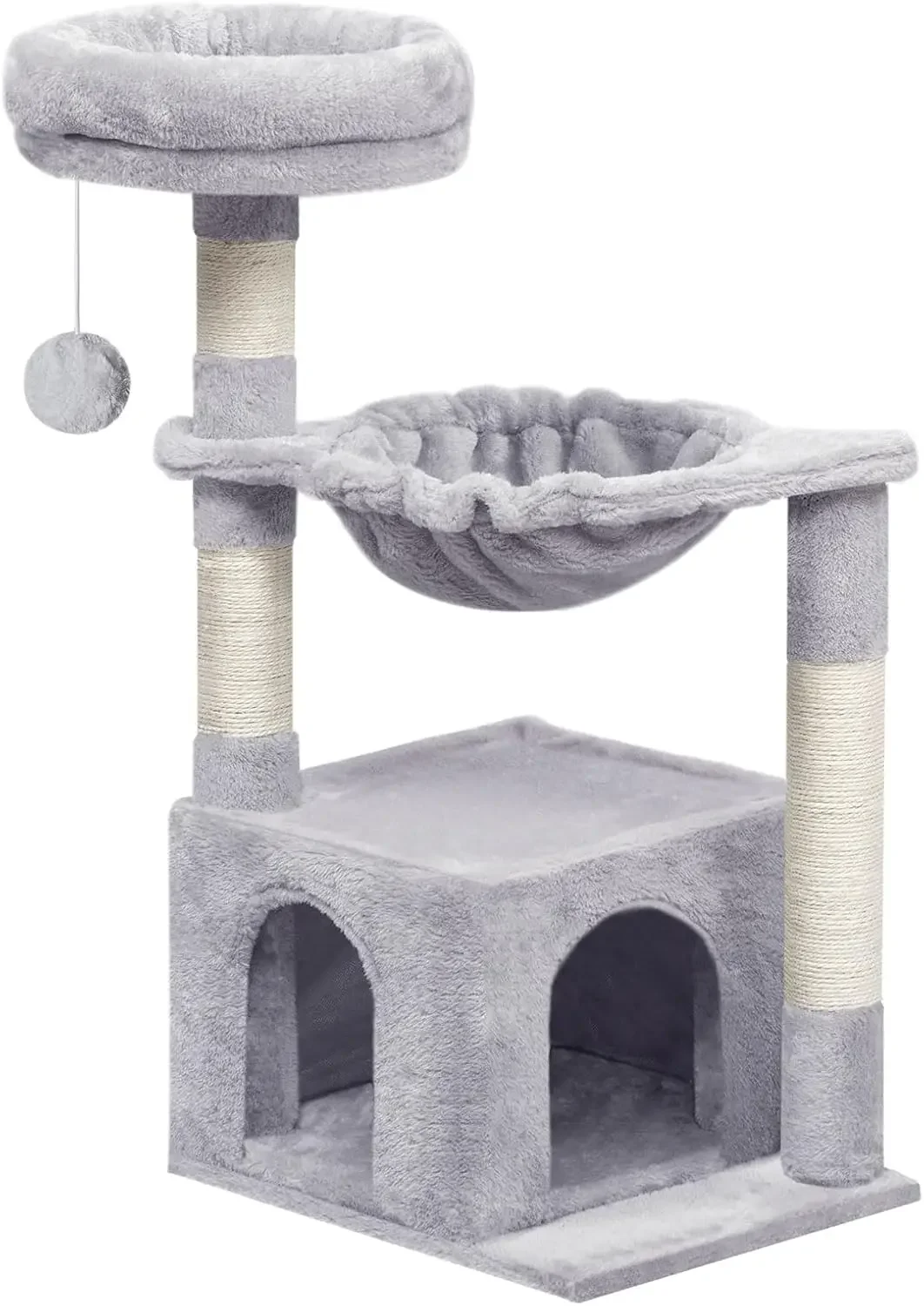 

Small Cat Tree Tower with Luxury Condo, Basket Hammock for Indoor Kittens with Scratching Posts, Kittens Pet Activity