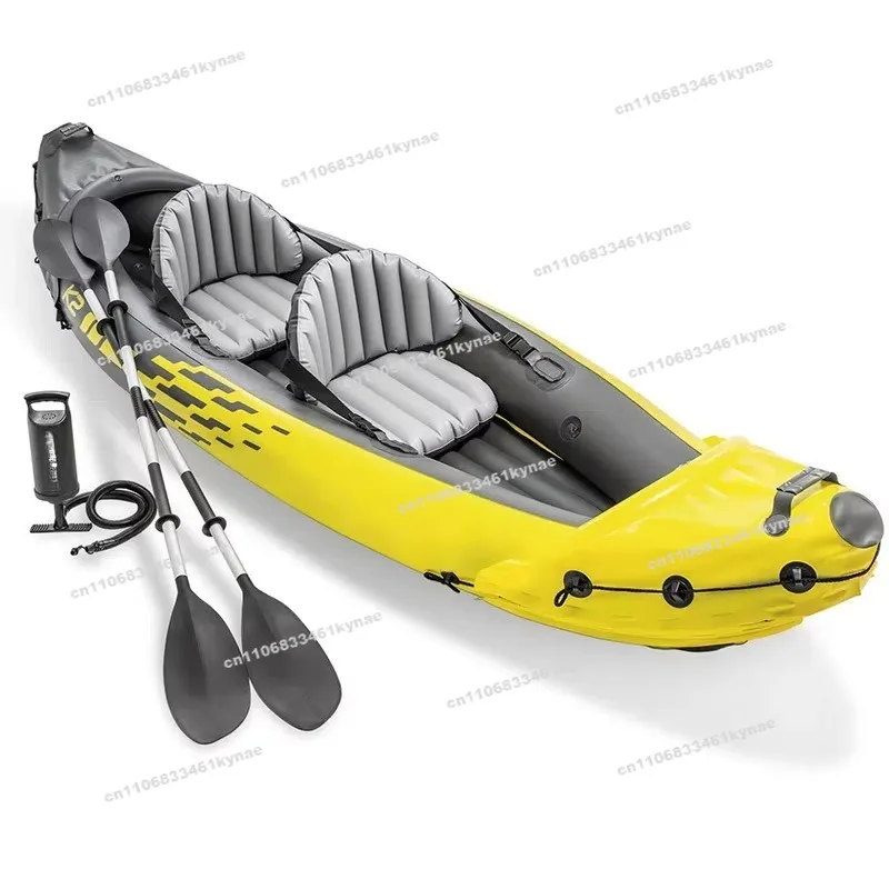 Fold-out PVC Inflatable Fishing Kayak for Two, Including Aluminium Paddle, Pump and Air Floor