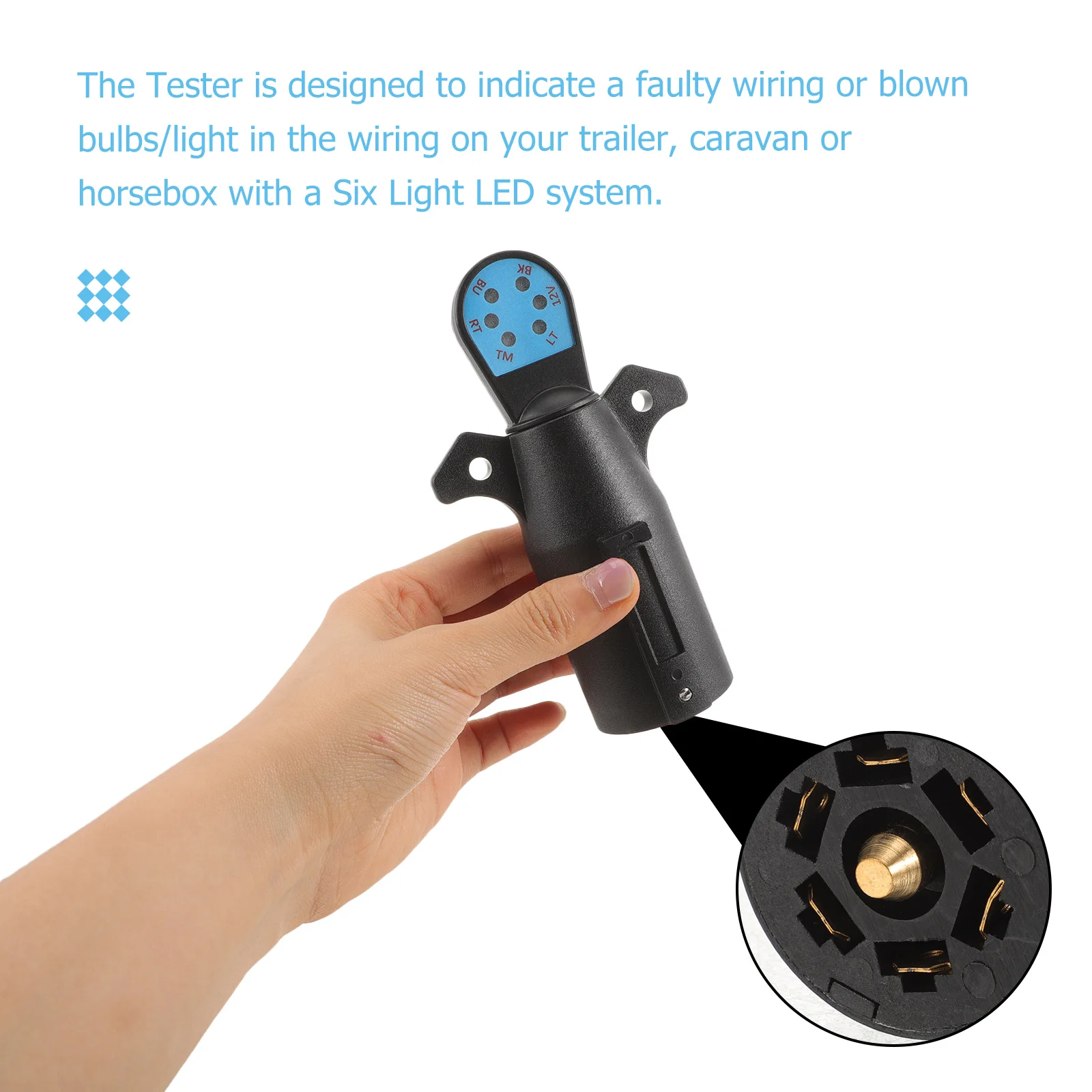 

7 Pin Trailer Socket Tester Plug Play Circuit Checker Indicator Compact Caravan Light Wiring Tool 7-Way Socket Easy Installation