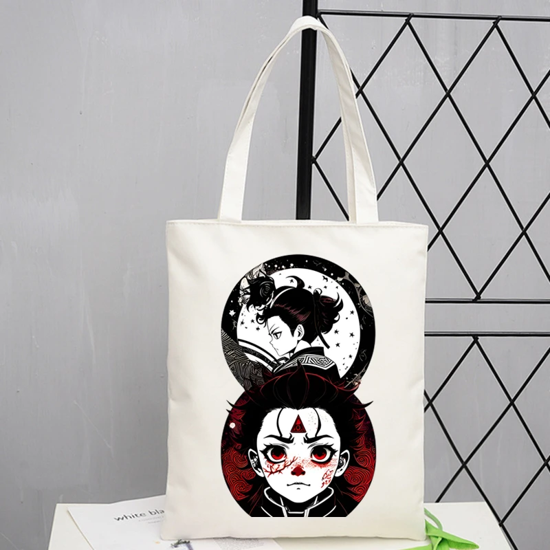 Nezuko Tanjirou Kamado Shopping Bag Grocery Handbag Bolsas De Tela Tote Bolsa Shopping Bag Jute Tote Fabric Custom