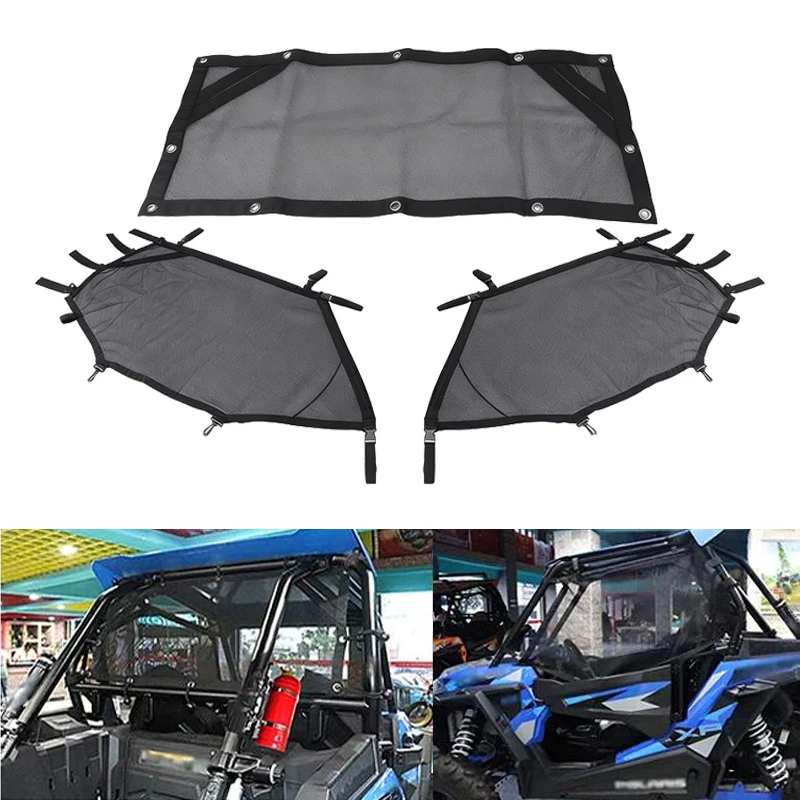 UTV Window Net Mesh Rear & Side Window Shade Net Vehicle Protective Net For Polaris RZR 570 800 800s 900 Turbo S1000