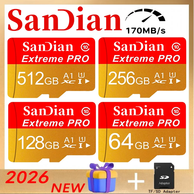 Super Fast Memory Card 32GB 64GB 512GB TF Cards Micro TF SD Card SD Cards for GoPro/Surveillance/Router/VR Headset/Car DVR