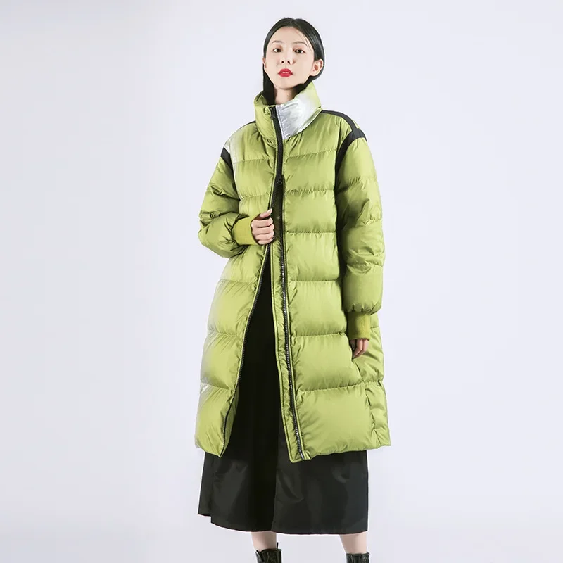 2022 Winter New Down Jacket Women's Lengthened Style Fashion Trend Loose Gradient Technology White Duck Down Thick Warmth Coat