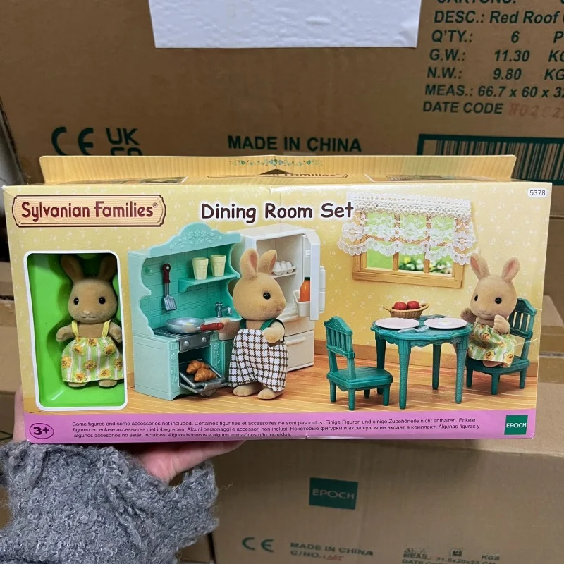 Sylvanian Families Anime Figures Forest Toy Exquisite Dinner Set Simulation Kitchen Furniture Girl Toys Table And Chair Gift Toy