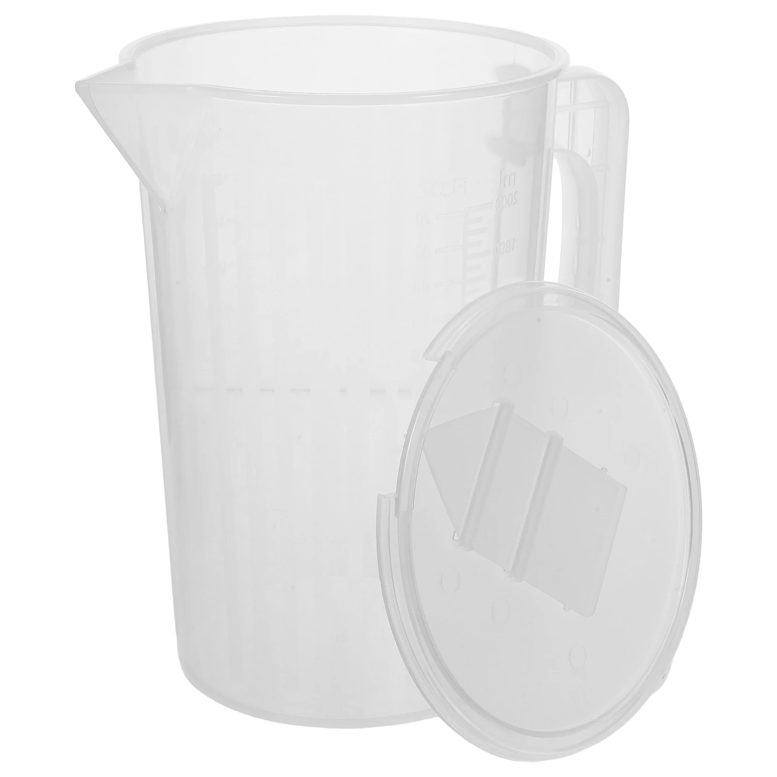 

2000ml Large Capacity Plastic Measuring Cup Dual Sided Scale Spill Proof Lid Thickened Material Lightweight for Cooking