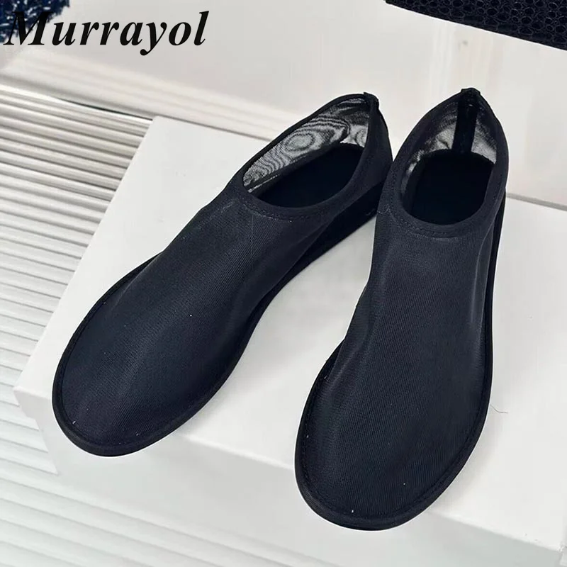 

Round Toe Flat Bottom Loafers Women Mesh Ventilation Solid Color Ballet Shoes Spring Summer Lightweight Vacation Single Shoes