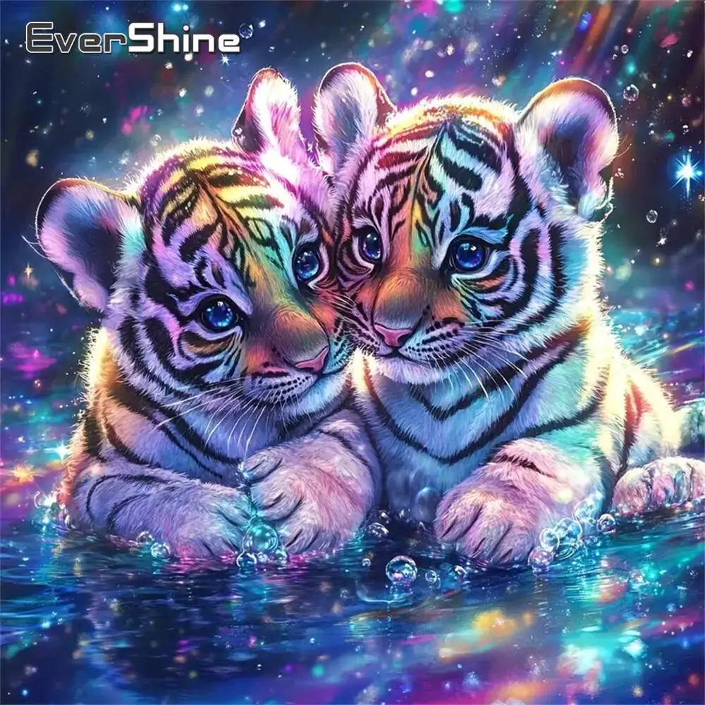 Evershine New Arrival Diamond Painting Tiger Animal DIY Full Square Round Diamond Mosaic Cartoon Cross Stitch Kits Child Gift