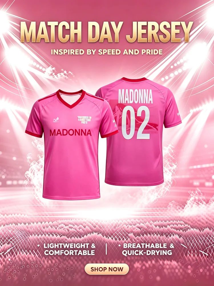 2026 New Pink MADONNAA CONFESSIONS II JERSEY V-neck Short Sleeve T-shirt Men Women Summer Casual Unisex Streetwear Graphic Merch